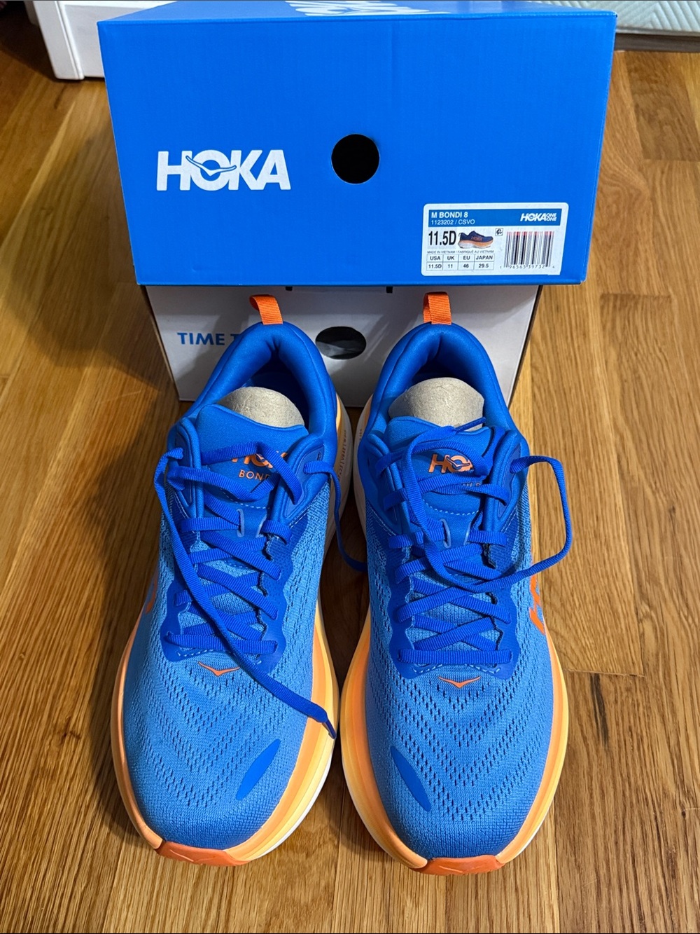 Brand New Hoka Men's Blue and Orange Running Sneakers